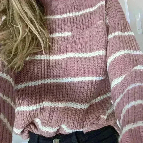 Pink Rose, Knit Sweater, Pink  and White, Size Small - Picture 6 of 12